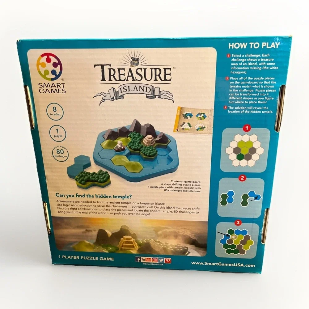 SmartGames Treasure Island Deduction Game 80 Challenges Ages 8+ Family Play